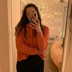 ☆ aerie coral cropped hoodie ☆